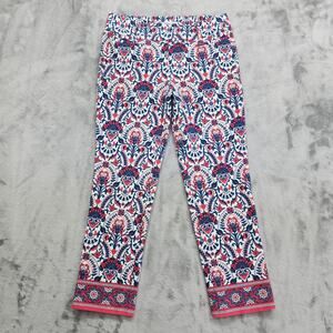 Ann Taylor LOFT Pants Womens 0 Riviera‎ Pink Blue Paisley Marisa Fit Crop Ankle